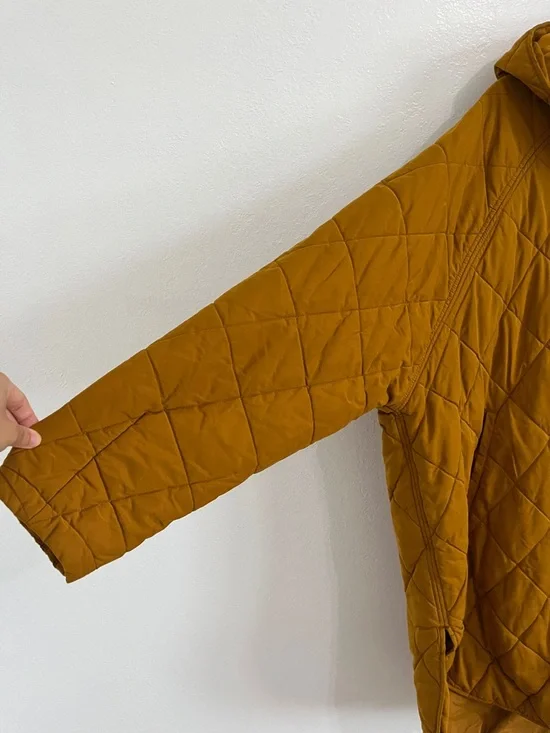 Calia Quilted Hooded Coat in Mustard Yellow - Picture 3 of 5